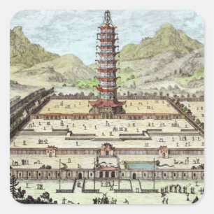 Adesivo Quadrado A torre da porcelana de Nanking, chapeia 12 'de