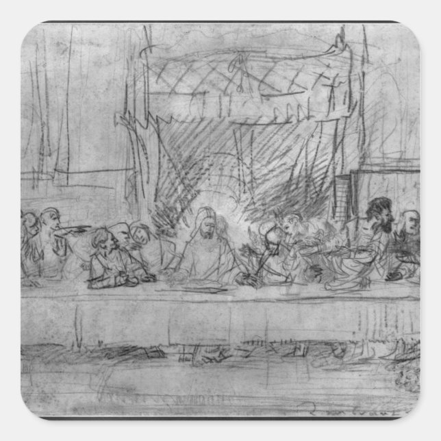 Adesivo Quadrado A última ceia, depois do afresco de Leonardo da (Frente)