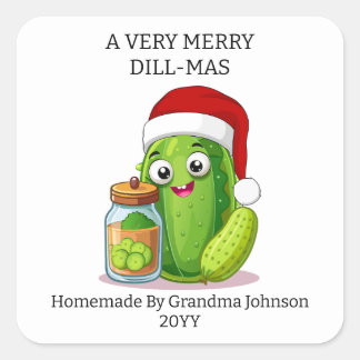 Adesivo Quadrado A Very Merry Dill-Mas Christmas Holiday Jar