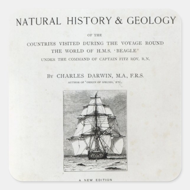 Adesivo Quadrado A Viagem do Beagle (Frente)