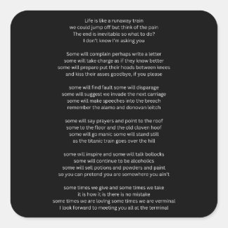 Adesivo Quadrado A vida é como um trem fugitivo