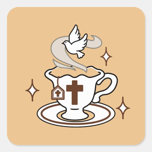 Adesivo Quadrado A vida é doce com Jesus - Taça Cristã Faith Tea (Frente)