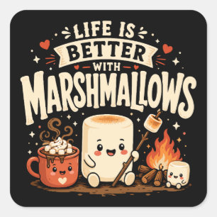 Adesivo Quadrado A vida é melhor com marshmallows