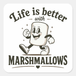 Adesivo Quadrado A vida é melhor com marshmallows