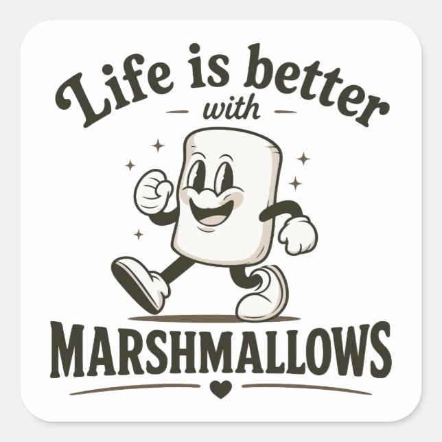 Adesivo Quadrado A vida é melhor com marshmallows (Frente)