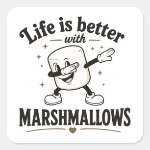 Adesivo Quadrado A vida é melhor com marshmallows