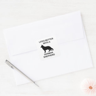 Adesivo Quadrado a vida é melhor com um german shepherd