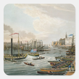 Adesivo Quadrado A View of London Bridge and the Custom House