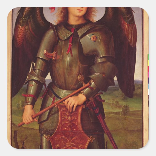 Adesivo Quadrado A Virgem e a Criança com SS. Raphael e (Frente)