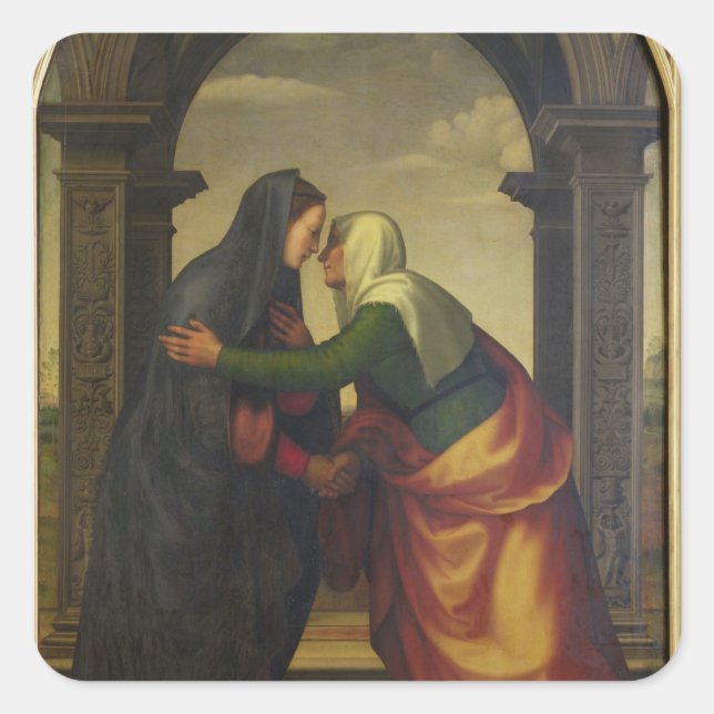 Adesivo Quadrado A Visitação de Ruas. Elizabeth à Virgem Maria (Frente)