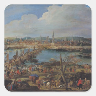 Adesivo Quadrado A vista de Rouen de Santo-Separa, c.1715-20