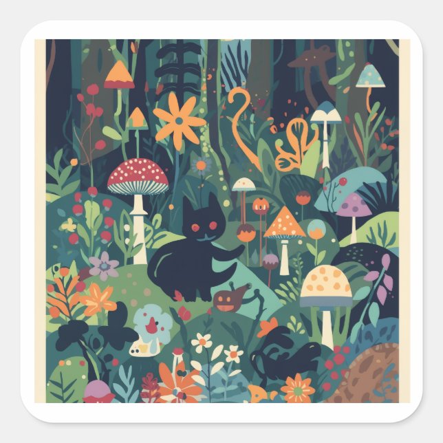 Adesivo Quadrado A woodland scene square sticker (Frente)