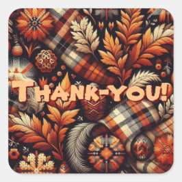 Adesivo Quadrado A Xadrez de outono deixa o padrão preto laranja