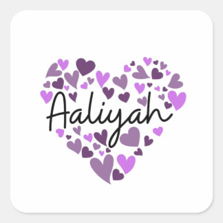 Adesivo Quadrado Aaliyah, corações roxos