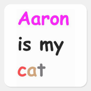 Adesivo Quadrado Aaron é meu gato