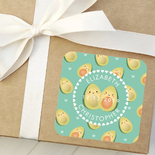 Adesivo Quadrado Abacates engraçados de Avocuddle do casal bonito