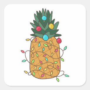 Adesivo Quadrado Abacaxi de Natal tropical
