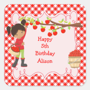 Adesivo Quadrado Abaixo Autumn Apple Picando Afro-Americano