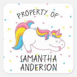 Adesivo Quadrado Abastecimento escolar ou propriedade de autocolant