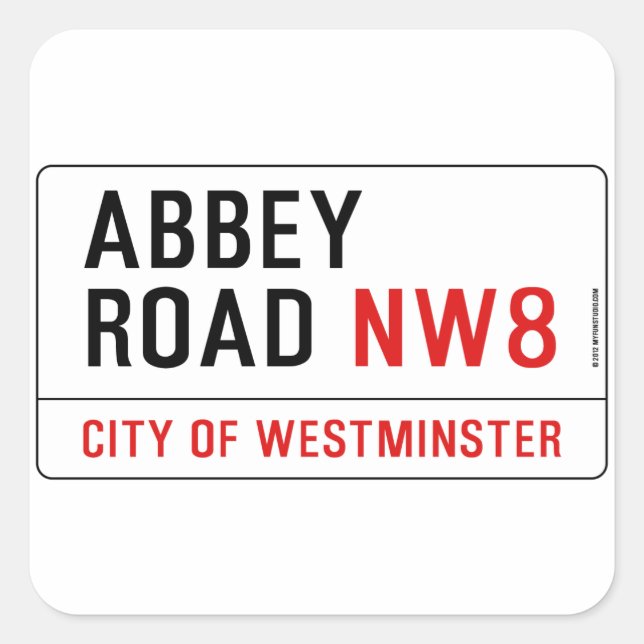 Adesivo Quadrado Abbey Road Street Sign (Frente)