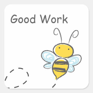 Adesivo Quadrado Abeia Feliz Bom Trabalho