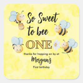 Adesivo Quadrado Abelha-branca, uma primeira Festa de aniversário a