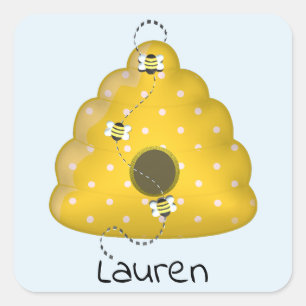 Adesivo Quadrado Abelha Legal com Colmeia de Abelhas