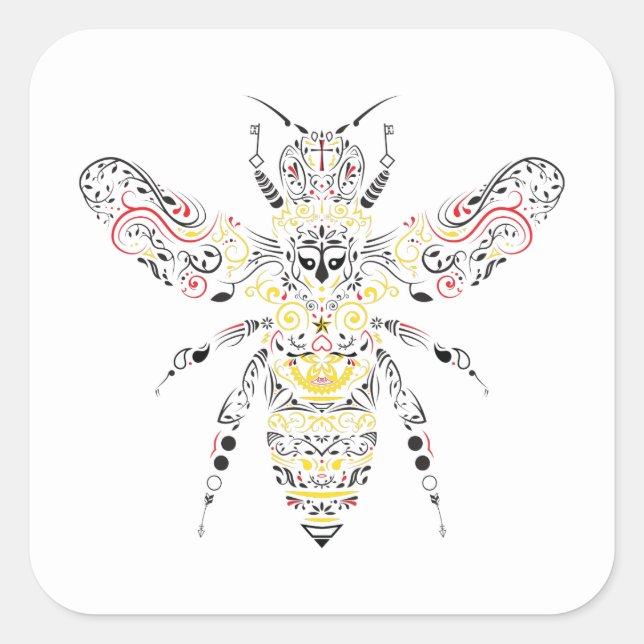 Adesivo Quadrado abelha rainha (Frente)