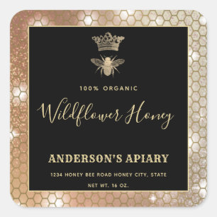 Adesivo Quadrado Abelha-rainha da moda de mel
