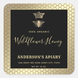 Adesivo Quadrado Abelha-rainha da moda de mel
