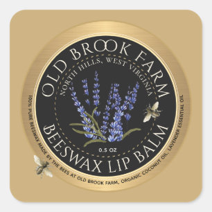Adesivo Quadrado Abelhas de mel e Lavanda Cera de abelhas Lábio Dou