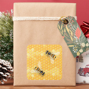 Adesivo Quadrado Abelhas de Mel no Padrão de Bright Honeycomb