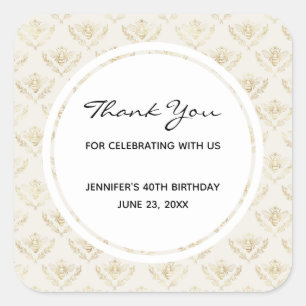 Adesivo Quadrado Abelhas de ouro com um favorito de padrão-coroa