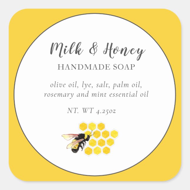 Adesivo Quadrado Abelhas e Apicultores de mel (Frente)