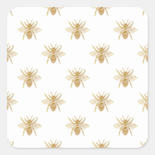 Adesivo Quadrado Abelhas metálicas Dourados do Foto-Efeito da folh