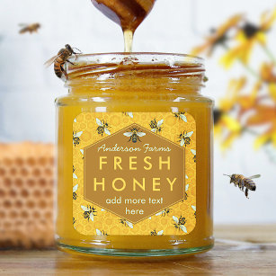 Adesivo Quadrado Abelhas personalizadas de salto de mel e mel
