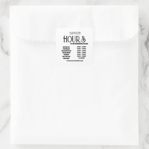 Adesivo Quadrado Abertura de Negócios com Logotipo Preto Minimalist