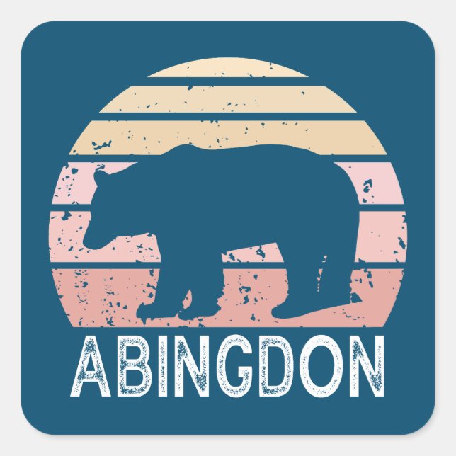 Adesivo Quadrado Abingdon Virginia Retro Bear (Frente)