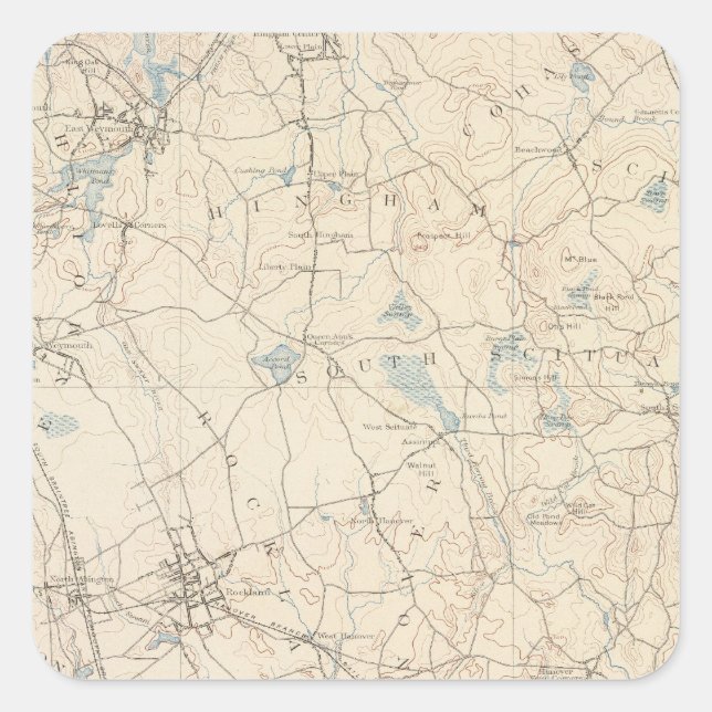 Adesivo Quadrado Abington, Massachusetts (Frente)