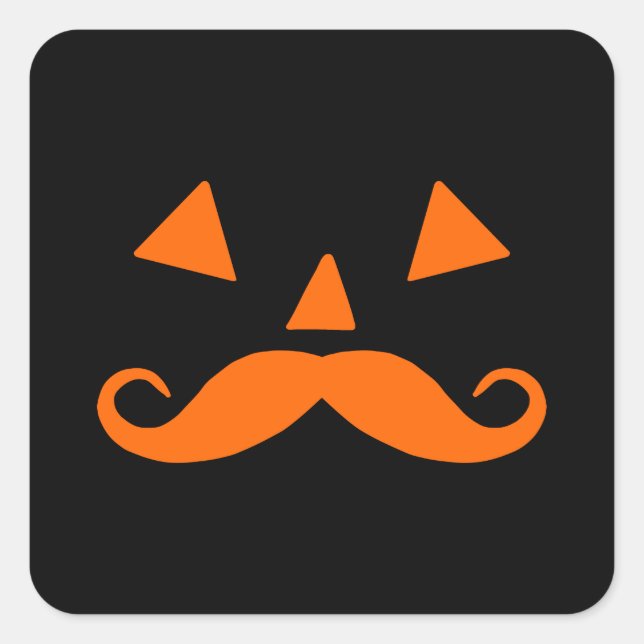 Adesivo Quadrado Abóbora Bigode Halloween (Frente)