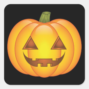 Adesivo Quadrado Abóbora Cute Cartoon Halloween Jack O’Lantern