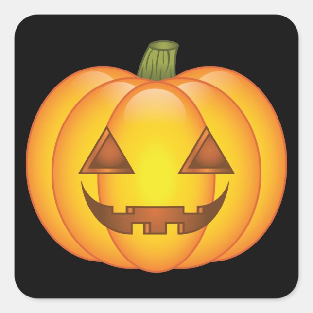 Adesivo Quadrado Abóbora Cute Cartoon Halloween Jack O’Lantern (Frente)