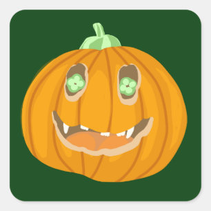 Adesivo Quadrado Abóbora de Halloween caprichosa e assustadora