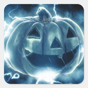 Adesivo Quadrado abóbora de Halloween na chuva