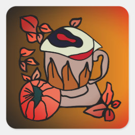 Adesivo Quadrado Abóbora e Víblias de Olhos Rebatíveis