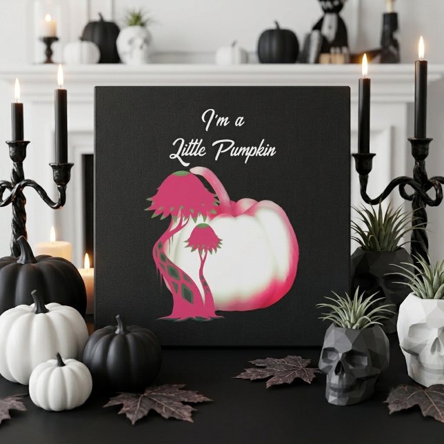Adesivo Quadrado Abóbora Rosa Pequena Halloween Outono Cogumelo (Cute Pink Little Pumpkin Halloween Fall Toadstool Square Sticker)