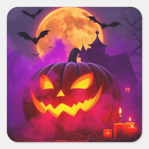 Adesivo Quadrado Abóbora Viral 🎃 Incrível brilho do Halloween