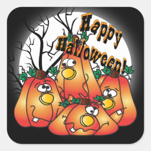 Adesivo Quadrado Abóboras bonitas de Halloween