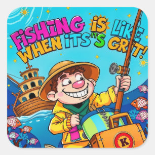 Adesivo Quadrado Abraçar o Grit das Aventuras de Pesca!
