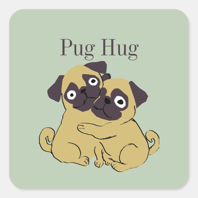 Adesivo Quadrado Abraço de pug  (Frente)